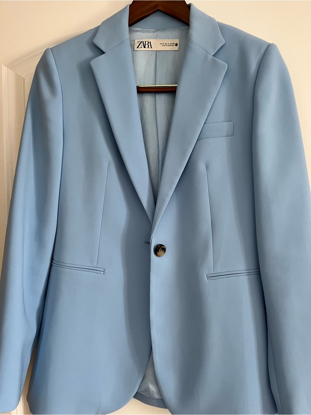 Zara Pastel Blue Single-Button Blazer